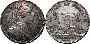 P3605 Rare France Jeton Louis XV Balanciers monnaies 1723 Manque Feuardent SPL