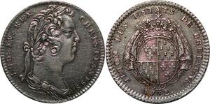 P3609 Rare France Jeton Louis XV Etats de Bretagne Rennes 1732 Argent SUP