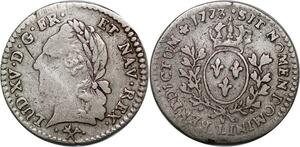 P3621 Rare France 1/20 Ecu Louis XV à la vieille tête 1773 A Paris Argent -> F offre