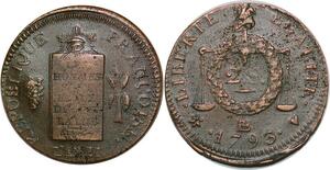 P3626 Rare France Convention 1792-1795 2 Sols aux balances Louis XVI An II 1793 BB Strasbourg