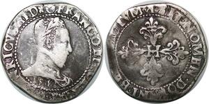 P3637 Rare France  Franc au col platHenri III 1581 K Bordeaux ->Faire offre