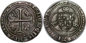 P3639 Rare France France Blanc à la Couronne Charles VII 4e émission 1403-1461 La Rochelle