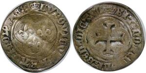 P3643 Rare France Blanc au Soleil Louis XI 1461-1483 1475 Rouen pt. 15e Argent