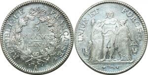 P3662 Trés Rare France 5 Francs Union et Force an 11 A Paris Splendide !!!!