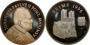 P3681 France Médaille Jean Paul II Visite Pape Reims 1996 Proof ->Faire offre