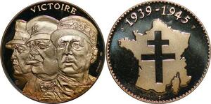 P3688 France Médaille Victoire 1945 Staline Churchill Leclerc Jimenez Proof -> M offer