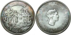 P3705 Luxembourg 250 Francs Grande Duchesse Charlotte 1963 Argent UNC