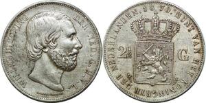 P3730 Netherlands 2 1/2 Gulden Willem III Koning 1870 Silver -> Make offer