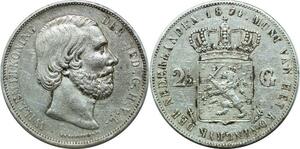 P3731 Netherlands 2 1/2 Gulden Willem III Koning 1874 Silver -> Make offer