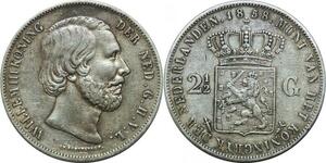 P3732 Netherlands 2 1/2 Gulden Willem III Koning 1858 Silver -> Make offer