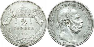 P3754 Hungary Ungarn 2 Korona Franz Joseph I 1912 KB Silver --> Make offer