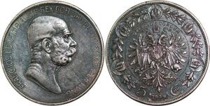 P3782 Austria 5 Corona Franz Joseph I 1909 Silver -> Faire offre