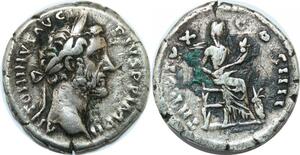 P3808 Rare Inedit ? Roman Empire Denier Antoninus Pius TR Pot X Cos IIII Silver