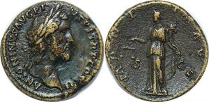 P3819 Rare Roman Sestertius Empire Antoninus Pius Rome 140-144 Moneta Avg
