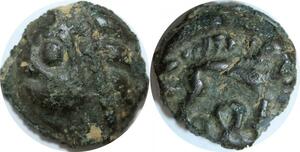 P3825 Rare Gauloises Leuques Potin Toul II I siècle JC tête Indien Qualité