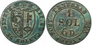 P3839 Switzerland Genève 1 Sol 6 Deniers 1825 -> Make offer