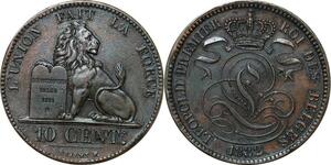 P3862 Very Rare Belgium 10 centimes Léopold Ier 1832 AU++ --> Faire offre