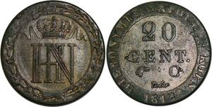 P3865 German States Westphalia 20 Centimes Jerome Napoleon 1812 C Cassel