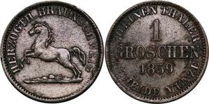 P3866 Germany Braunschweig Calenberg Hannover Groschen Georg V 1859 Silver AU