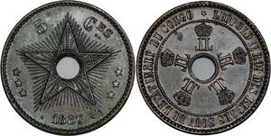 P3871 Congo 5 Centimes Léopold II 1887 AU+ ->Make offer