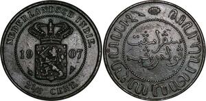 P3881 Indonesia Indië Nederlands 2 1/2 Cent Wilhelmina 1907 ->Make offer