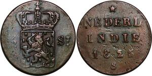 P3882 Indonesia Dutch East Indies 1/2 Stuiver Wilhelm I 1825 S Sumatra