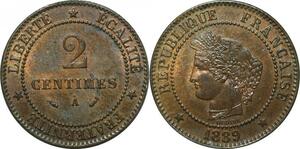 P3919 France 2 Centimes Cérès 1889 A Paris SPL FDC -> Faire offre