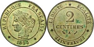P3920 France 2 Centimes Cérès 1884 A Paris SUP -> Faire offre