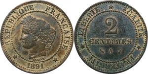 P3923 France 2 Centimes Cérès 1891 A Paris SUP + -> Faire offre