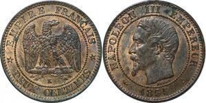 P3925 Rare France 2 Centimes Napoléon III 1855 K Bordeaux SPL ++ FDC ->Faire offre