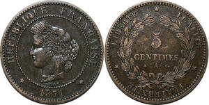 P3927 France 5 Centimes Cérès 1871 Petit A -> Faire offre