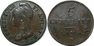 P3936 Rare France 5 Centimes Dupré an 4 I Limoges -> Faire offre