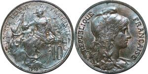 P3945 Rare France 10 Centimes Dupuis 1913 SPL + -> Faire offre