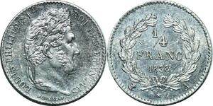 P3961 France 1/4 Franc Louis Philippe 1838 A Paris Argent Silver SUP
