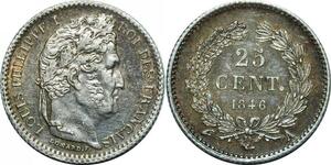 P3963 France 25 Centimes Louis Philippe I 1846 A Paris Argent Silver SUP+
