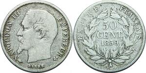 P3969 France 50 Centimes Napoléon III 1859 A Paris Argent Silver ->Faire offre