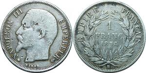 P3979 France 1 Franc Napoléon III 1856 BB Strasbourg Argent Silver ->Faire offre