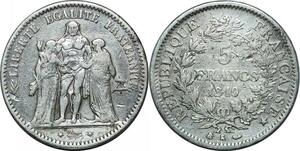 P4033 Rare France 5 Francs Hercule 1849 K Bordeaux Argent -> Faire offre