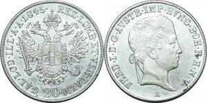 P4048 Austria Habsburg 20 Kreuzer Ferdinand I 1845 A Silver -> Make offer