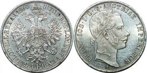 P4050 Austria Habsburg Florin Franz Joseph I 1860 A Silver UNC