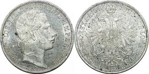 P4052 Austria Habsburg Florin Franz Joseph I 1861 Silver UNC