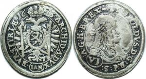 P4069 Austria Habsburg 6 kreuzer Leopold I 1673 IAN Graz Silver