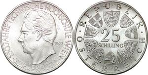 P4103 Österreich Austria 25 Schilling Technische Hochschule 1973 Silver UNC