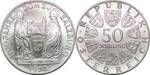 P4107 Österreich Austria 50 Schilling 1200 Years Salzburg 1974 Silver UNC