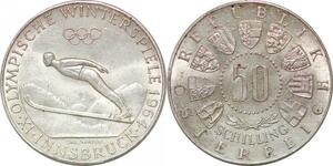 P4113 Österreich Austria 50 Schilling Olympiade Innsbruck 1964 Silver AU