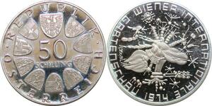 P4114 Österreich Austria 50 Schilling Gartenschau 1974 Silver Proof
