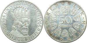 P4116 Österreich Austria 50 Schilling Rudolf Der Stifter 1965 Silver AU