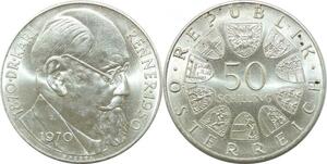 P4122 Österreich Austria 50 Schilling Karl Renner 1970 Silver UNC