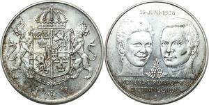 P4165 Sweden 50 Kroner Charles XVI Gustave 1976 Silver UNC -> Make offer