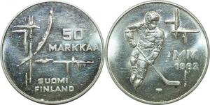 P4171 Finland 50 Markkaa Ice Hockey 1982 Silver UNC -> Make offer